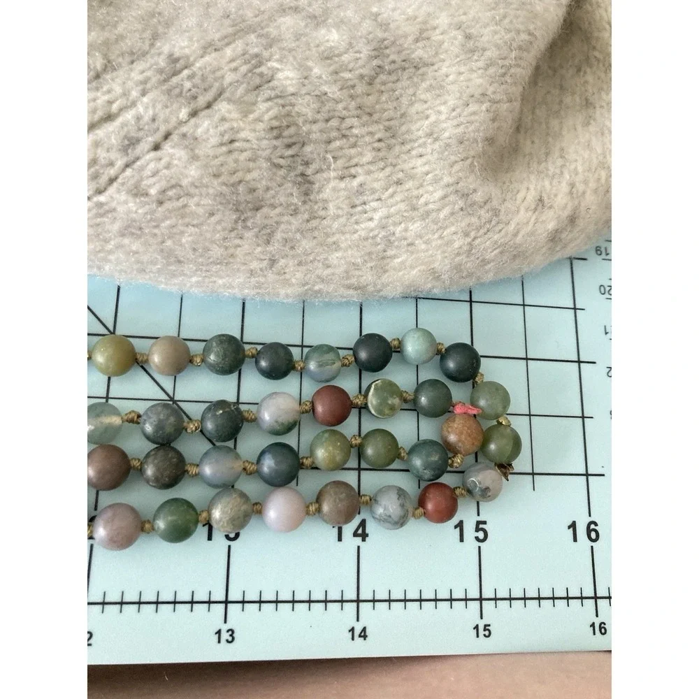Multi Strand Matte Stone Beaded‎ Necklace Knotted Earth Tones Long Wrappable